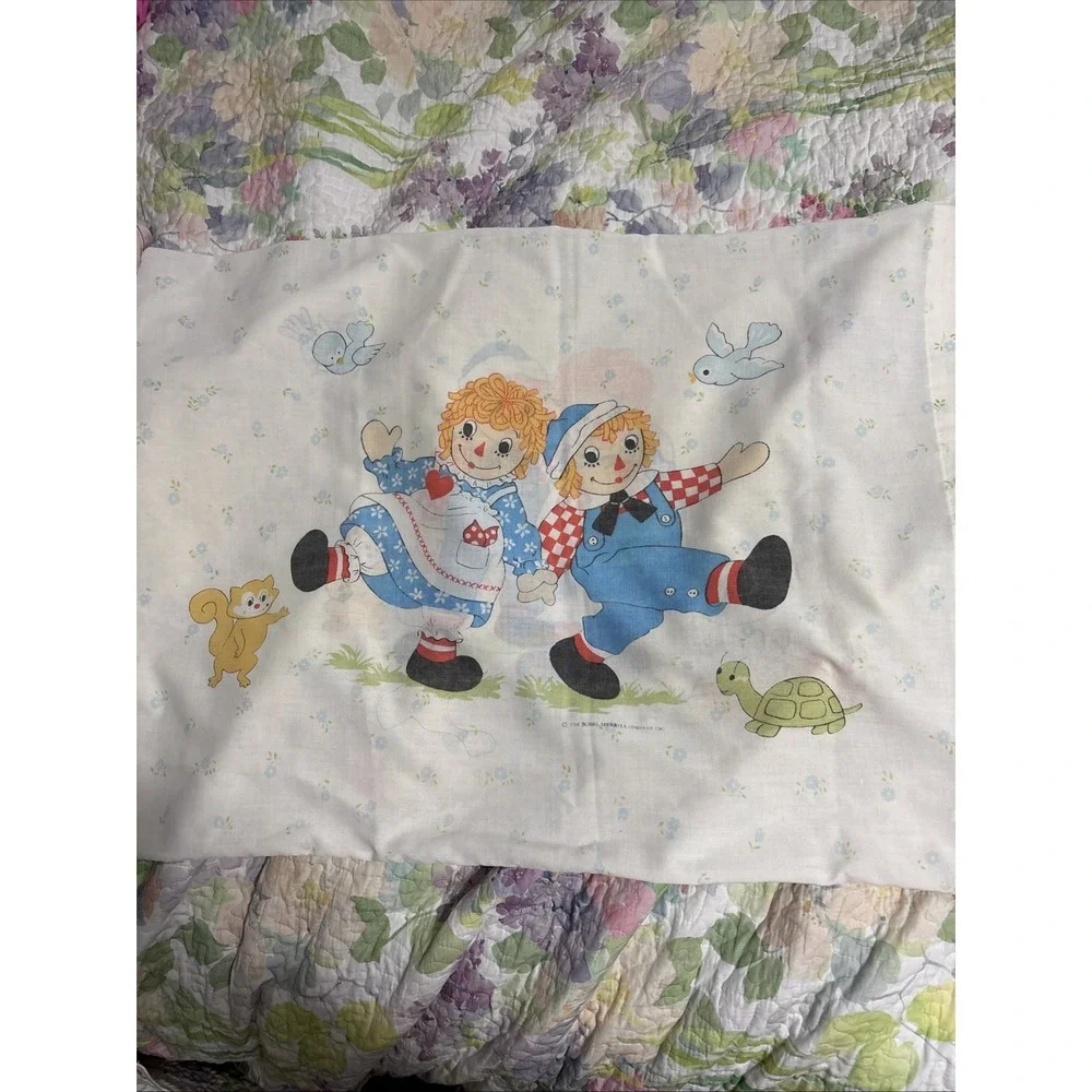 Vtg 1970's Raggedy Ann & Andy Pillowcase Bobbs-Merrill Co 20x30